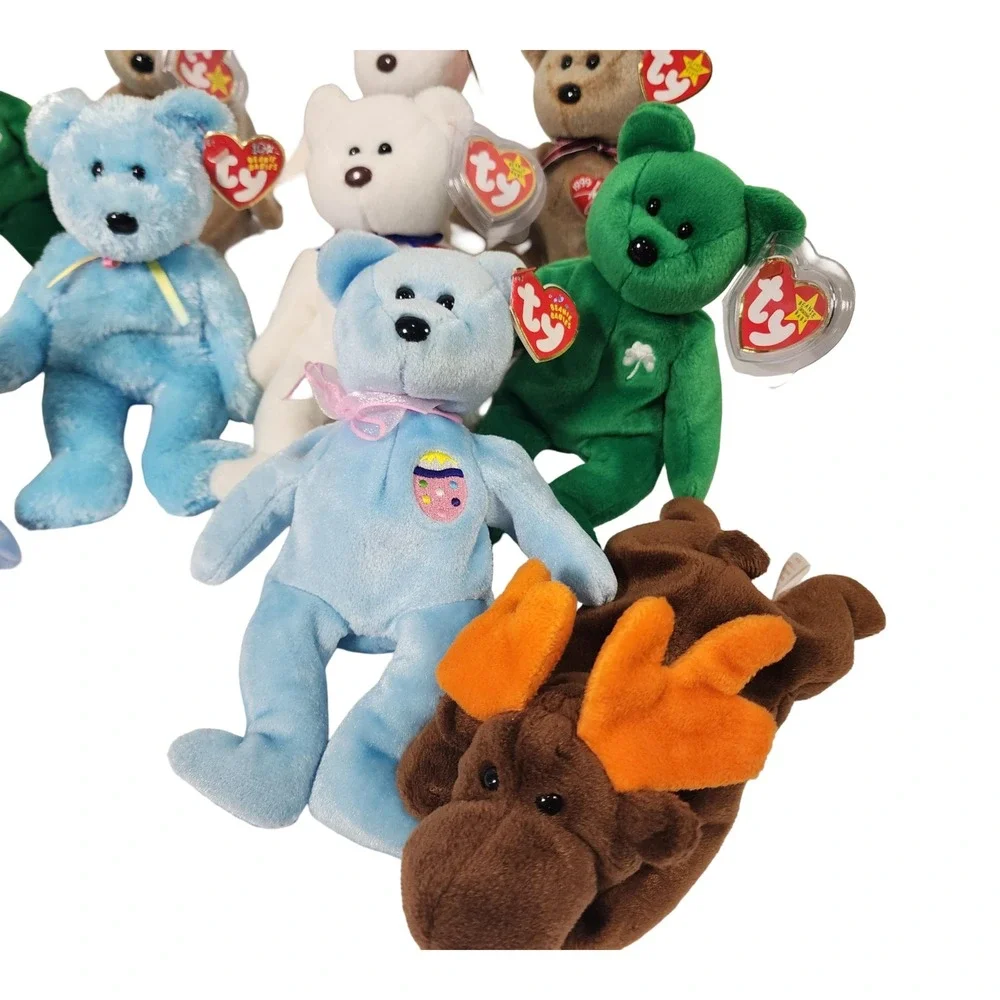 Ty Beanie Babies Lot of 10 Maple Erin 1999 Signature Holiday Teddy‎ Moose Plush